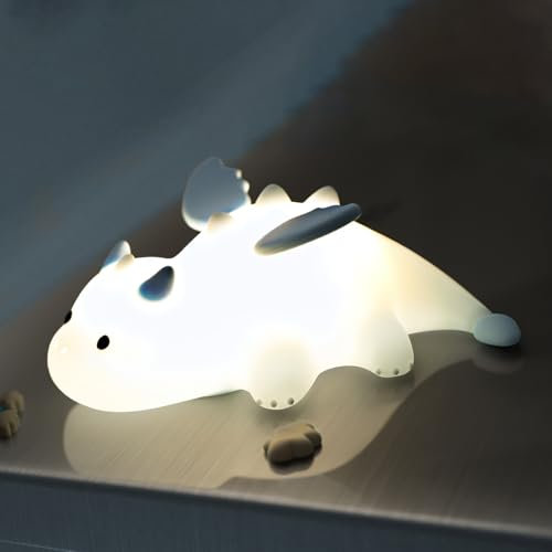 Auezona Nachtlicht Kinder, Niedliches Drache Silikon Lampe, Stilllicht Dimmbar Baby, Geschenk für Baby Mädchen Junge Zimmer Deko