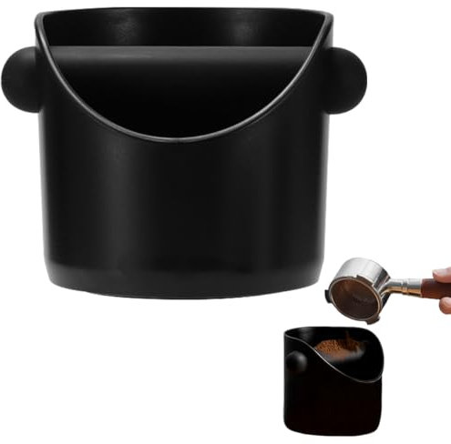 Coffee Knock Box Espresso Coffee Grounds Knock Box Black Coffee Grounds Container Non Slip Shock Absorbent Barista Bin Small Coffee Machine Accessories for Espresso Maker Accessories