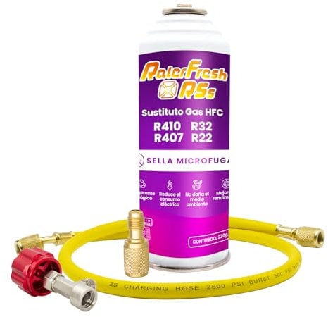 Ralerfresh RS R410, R32, R407, R22, R22, ricarica di gas organico per aria condizionata Split Ecologico efficiente ricarica rapida (bottiglia RSs + tubo flessibile)