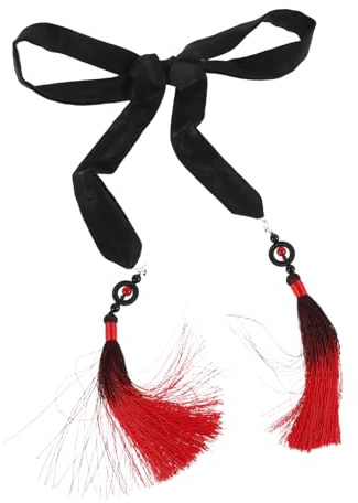 Baluue Vintage Chinese Style Headband Strap with Gradient Tassel Hair Ribbon Traditional Hanfu Forehead Hair Accessory for Cosplay and Ancient Costume