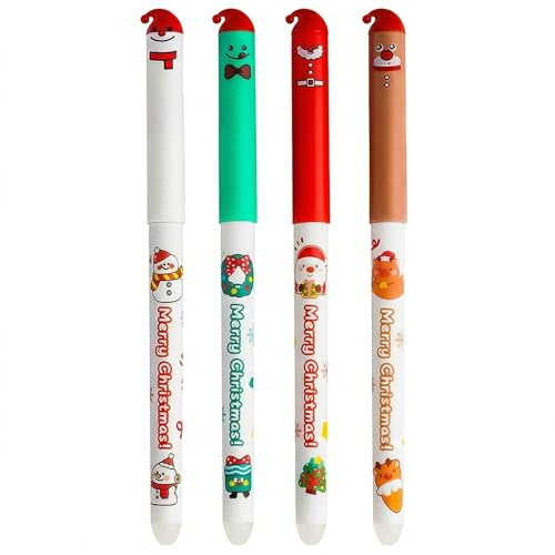 Neuer Weihnachtsstifte 2025, Radierbarer Kugelschreiber, Weihnachtliche Kugelschreiber 4er Set, Radierbare Stifte, Lustige Stifte, Kawaii Schreibwaren für Kinder Studenten Schule Büro