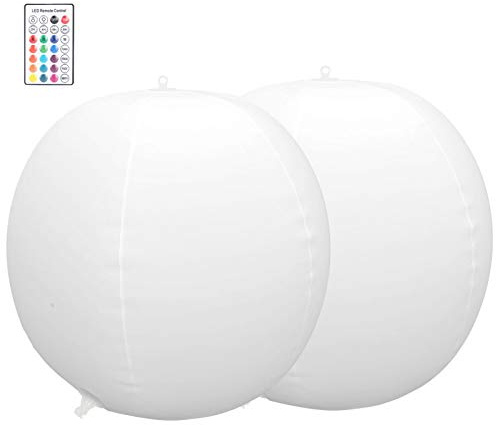 Beufee Solar schwimmende Poollichter, aufblasbare wiederaufladbare Farb -LED -Solarball für Rasen Beach Landschaft Weiß