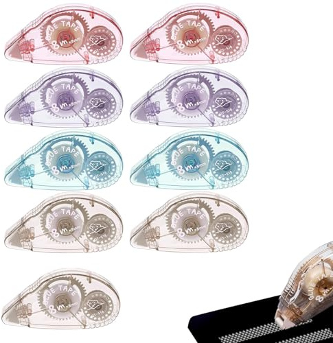 10 Stück Kleberoller, 8mm x 8m Doppelseitiges Klebeband Selbstklebender Kleberoller Fotokleber Klebemaus für Basteln Kartenherstellung Sammelalben (Zufällige Farbe)