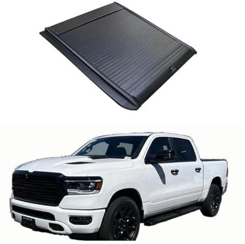 NRUXDYNAcv Einziehbare Hart-Laderaumabdeckung, kompatibel mit Dodge Ram 1500 6,4 Fuß 2019+, wasserdichte Aluminium-Hartschalenabdeckung for LKW mit Schlüsselschloss