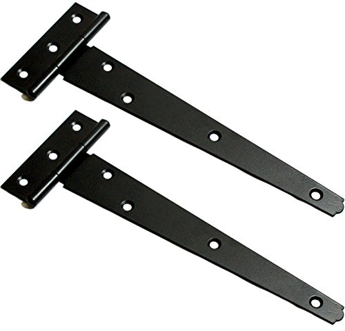 Loops 2x - 6” Inch x 150mm T Hinges - Black Outdoor Gate/Door Garden Shed Tee Strap