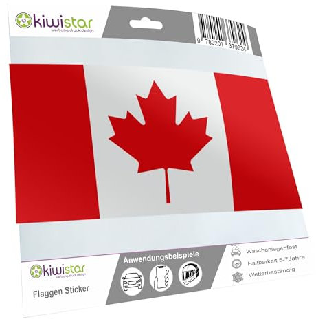 Kiwistar - Autoaufkleber Sticker Fahne Flagge Aufkleber 10cm Kanada Flagge Länder Wappen Fahne Sticker Kennzeichen - Auto - Fahrrad - LKW