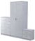HOMCOM High Gloss 3 Piece Trio Bedroom Furniture Set Wardrobe + Chest Of Drawer + Bedside White