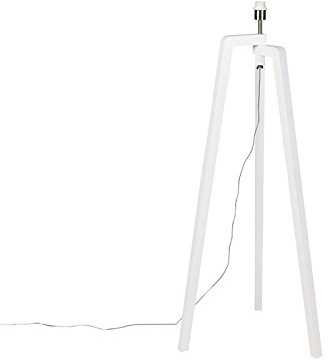 Qazqa Modern Tripod Lampe, Tripod Leuchte - Puros - Weiß, Holz, 125cm, Ideal als Wohnzimmerlampe
