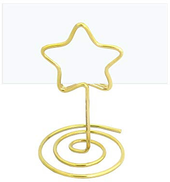 EinsSein 12 Stück Tischkartenhalter Hochzeit Gold Stern Wired small - Fotohalter Namenskartenhalter Namenskarten Tischkarten Weihnachten Hochzeit Party