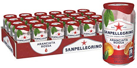 San pellegrino | Blutorangen Limonade | Aranciata Rossa | Hoher Fruchtanteil 20% aus Fruchtsaftkonzentraten | Leicht herbe Geschmacksnote | 24er Pack (24 x 0,33l) Einweg Dosen