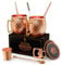 COPPER-BAR Moscow Mule Copper Mugs - Unique HANDCREFTED Gift Set of 2, Hammered by Artisan, 100% Pure Solid Copper Cups 16oz for Drinking Water & Cocktails, Include 12 Pcs accessories & Special Opener