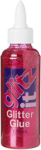 Glitz it Glitter Glue - Fuchsia, 120ml, Twist Nozzle Bottle, Ideal Kids Craft, Shimmer Glue for Art & Craft Projects, Wedding Invitations, Card Making, Art Set