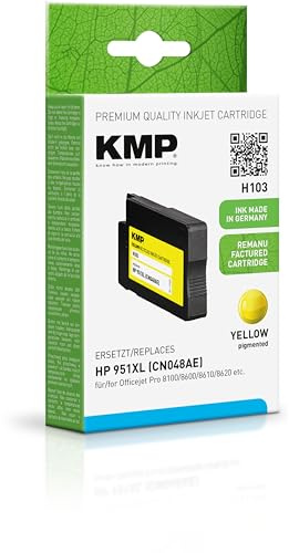 KMP Tintenpatrone passend für HP 951XL Yellow (CN048AE) mit Chip - H103 - für HP OfficeJet Pro 276 dw 251 dw, 8100 8610 8615 8616 8620 8625 86... etc.