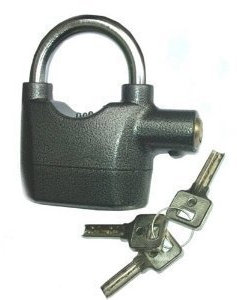 Generic Cadenas d'alarme de sécurité avec sirène de 110 dB Arrêt automatique Réinitialisation en acier durable Barre de verrouillage 9 mm Idéal pour abris de jardin, garages, portails, caravanes, vélos, motos