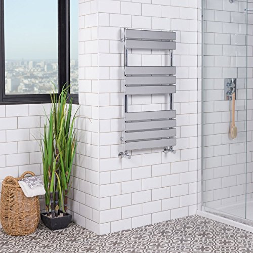 Warmehaus Designer Bathroom Flat Panel Heated Towel Rail 950x500mm Chrome | Ladder Style Radiators, Central Heating, Premium Mild Steel, Corrosion Resistance, Durable Finish, Wall Mounted