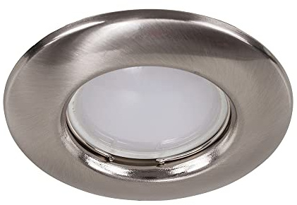 MiniSun | Modern Brushed Chrome Recessed Ceiling Downlight | Ceiling Spots, Home Décor & Improvement Essential | Includes Bulb [Cool White] | Mains Wired