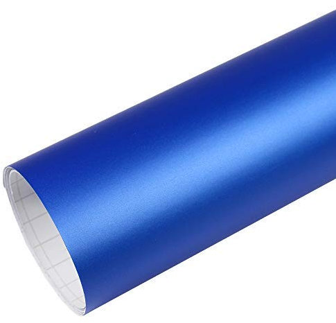 Rapid Teck® 5,26€/m Premium Matt Blau Metallic - 3m x 1,52m - Blasenfrei mit Luftkanälen - Auto Folierung - Car Wrapping Folie - Schwarze Folie Auto