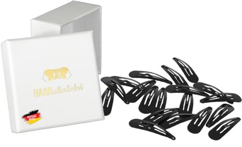 Haarallerliebst Haarspangen klein für Kinder & Damen – 20 Stück in schwarz (4 cm) inkl. Aufbewahrungsbox weiss – Ideal für dünnes & feines dunkles Haar