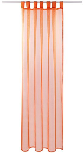 Gardine mit Schlaufen, Transparent Voile 140 x 175cm (Breite x Länge) in orange - möhre, Schlaufenschal in vielen weiteren Farben und Größen