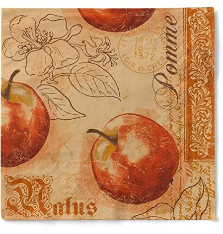 Mank Tissue Servietten 1/4 Falz Premium Einweg Serviette Perfekt für Gastronomie und Events 100 Stück Malus (33 x 33 cm)