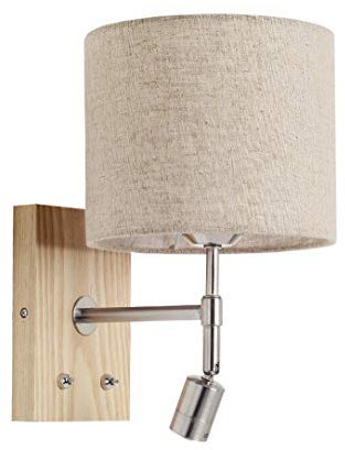 CLHXZ Applique en Bois Massif liseuse avec Interrupteur étude Chambre Chevet LED Bras de lumière