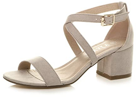 AJVANI Womens ladies mid low block heel peep toe ankle strap strappy party sandals size