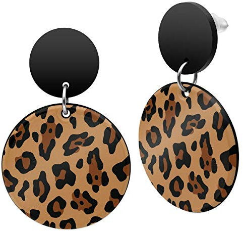 Soul-Cats Ohrstecker Ohrhänger Leo rund Animal Print Statement im 80er Jahre Look