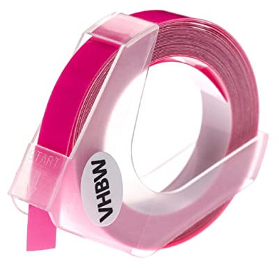 vhbw 1x 3D Prägeband-Schriftband-Kassette kompatibel mit Dymo 15447, 1535, 1540, 1550, 1570 Etiketten-Drucker 3m x 9mm Weiß auf Neon-Pink