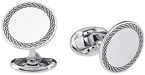 Vinani Design Manschettenknöpfe rund Seil Kreis geschwärzt glänzend 925 Sterling Silber Herren Anzug Hemd 2MAC