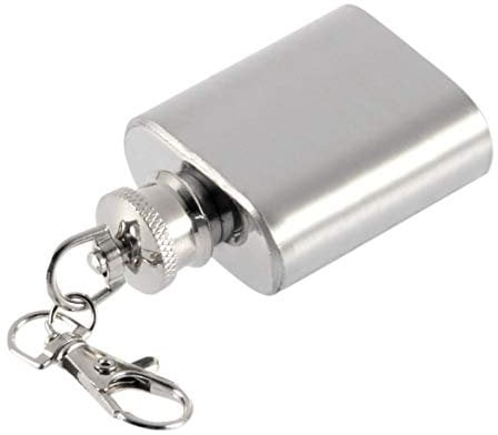 Bellaluee 1oz stainless steel hip flask with key ring, easy to carry, men's drinking alcohol supplies