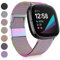 Faliogo Kompatibel mit Fitbit Versa 3 Armband/Fitbit Versa 4 Armband/Fitbit Sense Armband, Edelstahl Metall Ersatzband Armband mit Magnetschloss Kompatibel mit Versa 4/Versa 3/Sense, Klein Regenbogen