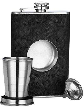 YGLONG Petacas De Alcohol Acero Inoxidable 8 onzas de Cadera Frasco Incorporado Plegado de 2 oz de vacío de Vidrio Embudo Petaca Acero Inoxidable