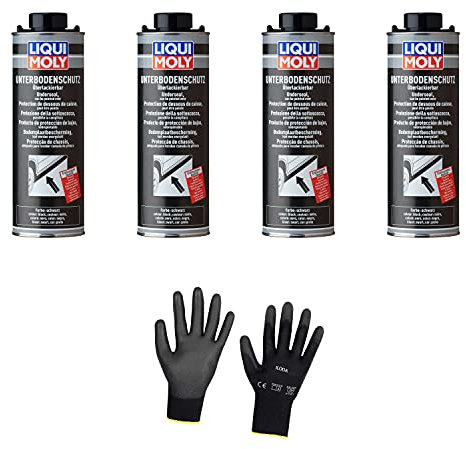 Iloda 4xOriginal Liqui Moly 1l Unterbodenschutz schwarz 6114 Schutzhandschuhe
