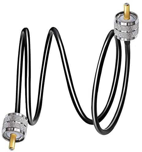 TUOLNK PL259 Cable RG58 CB Radio Cable PL259 Jumper 3.3 pies (1M) SO239 UHF Cable de extensión macho a macho Cable coaxial negro RF de baja pérdida Cable coaxial PL-259 para radio bidireccional