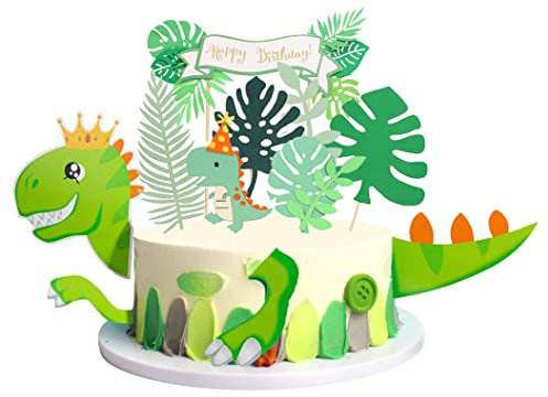 HCRXVV Dino Tortendeko 8Pcs tortendeko dinosaurier Großer dino geburtstag deko,tortendeko geburtstag junge,dino deko kindergeburtstag kuchen Personalisiert Baby Party Cake Topper