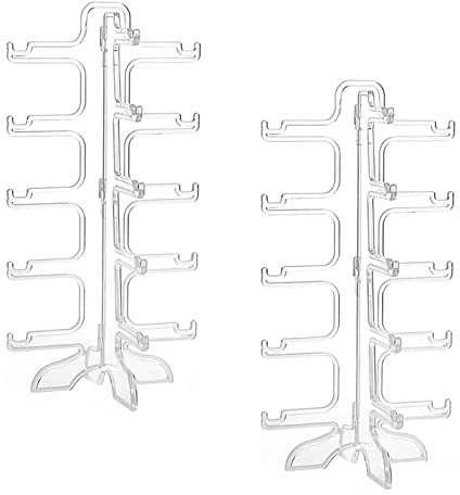 Boutihao 2 Stück Brillenständer, Sonnenbrille Display, 5-Lagen Brillen Aufbewahrungs Präsentationsregal, für AufbewahrungSonnenbrillen, Myopia-Brillen, Planspiegel (Transparent)