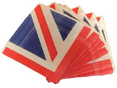 PMS Union Jack Napkins – 20 Pack British Red White Blue 3-Ply Paper Serviettes for VE Day 80th, Royal Events, Olympics, Eurovision & Patriotic Celebrations – Disposable Tableware