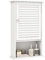 GIANTEX Badezimmerschrank Hängeschrank, Badschrank Badhängeschrank mit Jalousie Tür, mit verstellbarem Einlegeboden & offener Ablage, Wandschrank Medizinschrank für Badezimmer Flur (Weiß)