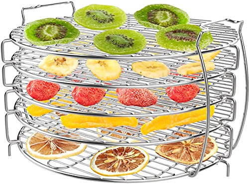 Air Fryer Dehydrator Stand 304 Stainless Steel 5-Layer Dehydrator Rack 8.5inch Compatible with Ninja Foodi 6.5qt and 8qt Air Fryer Pressure Cooker Holder Tray for Fruits Beef Jerky