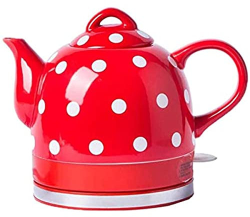 EdirFtra Bouilloire en céramique chauffée Rapidement, Bouilloire Vintage théière Vintage Fermeture Automatique 1000w Bouilloire Rouge électrique 1 Litre Bouilloire