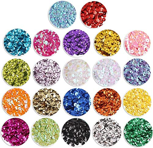 JOFONY 9460 PCS Lentejuelas para Manualidades, Colores Mezclados a Granel, Sueltas para DIY, Spangles para Fabricación, 6 mm, 110 Gramos
