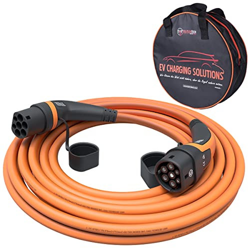 TEUTSCHTECH, EV Ladekabel orange I 10M I TYP2 - TYP2 I 22kW I 3X32A I 3-phasig I Mit Lade- Temperaturüberwachung und Schutz vor Brand
