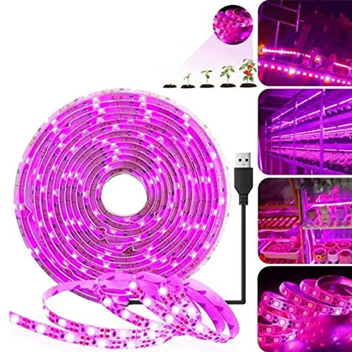 Strisce luminose a LED, impermeabili, a spettro completo, USB 1 m, 60 LED, lampada flessibile per coltivazione di piante grasse, piante grasse, idroponiche, serre, giardinaggio