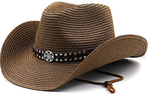 Natural Western Cowboyhut Breitgekrönte Frauen Männer Sommer Strand Strohhüten Panama Cowgirl Jazz Sonne Caps