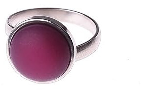 Adi-Modeschmuck verstellbarer Ring 'Elisa', 12mm Polaris Cabochon in einer in der Größe verstellbaren Fassung aus Edelstahl, handgefertigt in Berlin (Brombeer)