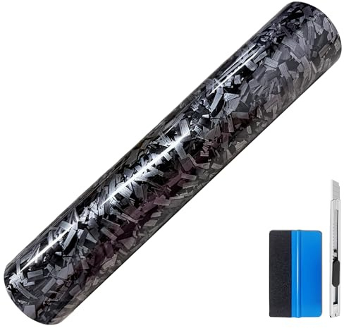 NewL Aufkleber aus geschmiedeter Kohlefaser, schwarzes Vinyl, frei von Blasen, mit Luftablassung, DIY-Aufkleber für KFZ, Motorrad, selbsthaftend, Schwarz-Silber, 10 x 900 cm