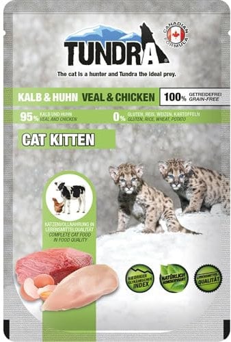 Tundra Katzenfutter Kitten Kalb & Huhn, Pouchbeutel 16 x 85 g