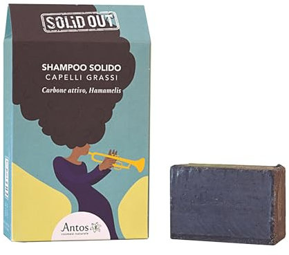 ANTOS - Festes Reinigendes Shampoo - Fettes Haar 55 g - Aktivkohle und Hamamelis - Solid Out SOL3