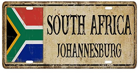 Hauptstadt Souvenir Nummernschild Abdeckung Dekorative Auto Front Rostfreies Metall Hauptstadt Südafrika Johannesburg Individuelle Personalisierte Frontkennzeichen für Männer/Frauen/Jungen/Mädchen