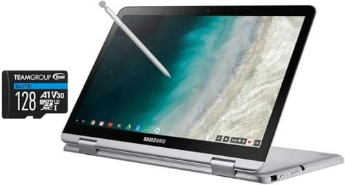 SAMSUNG 12,2 FHD 2-in-1 Touchscreen Chromebook Plus Laptop (Intel Celeron 3965Y 2-Core, 4 GB RAM, 192 GB di memoria (64 GB SSD + 128 GB Micro SD Card), penna stilo, mouse wireless, WiFi, Chrome OS)